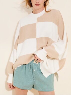 New Free People Easy St. oversized checkered tunic M.